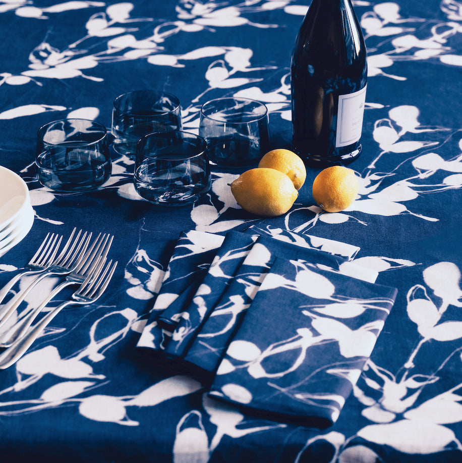 Handmade Porto Print Indigo Tablecloth