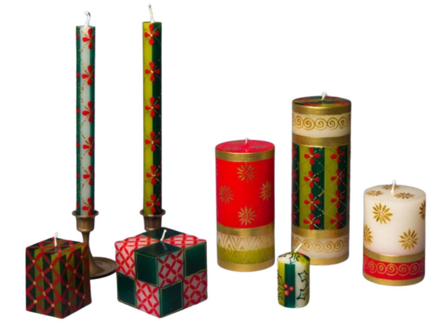 Traditional Christmas Painted Candles