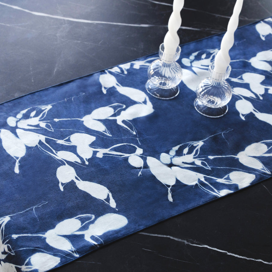 Handmade Porto Print Table Runner, Indigo
