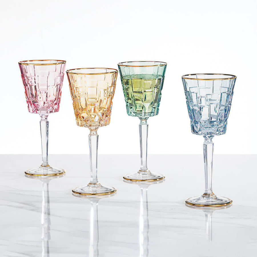 Pastel Etna Crystal Wine Glasses Set Of 4