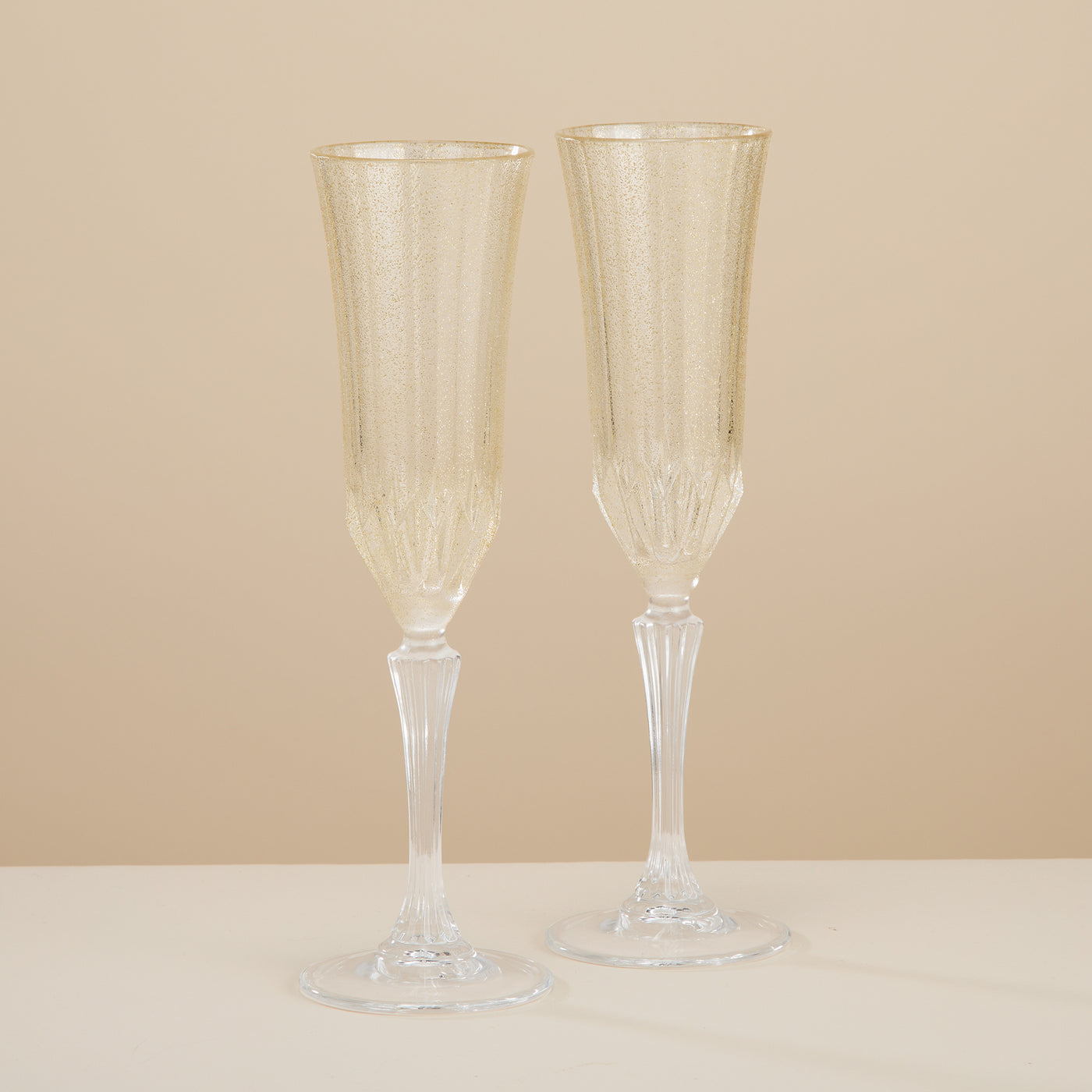Ice Gold Champagne Flutes Set of 2