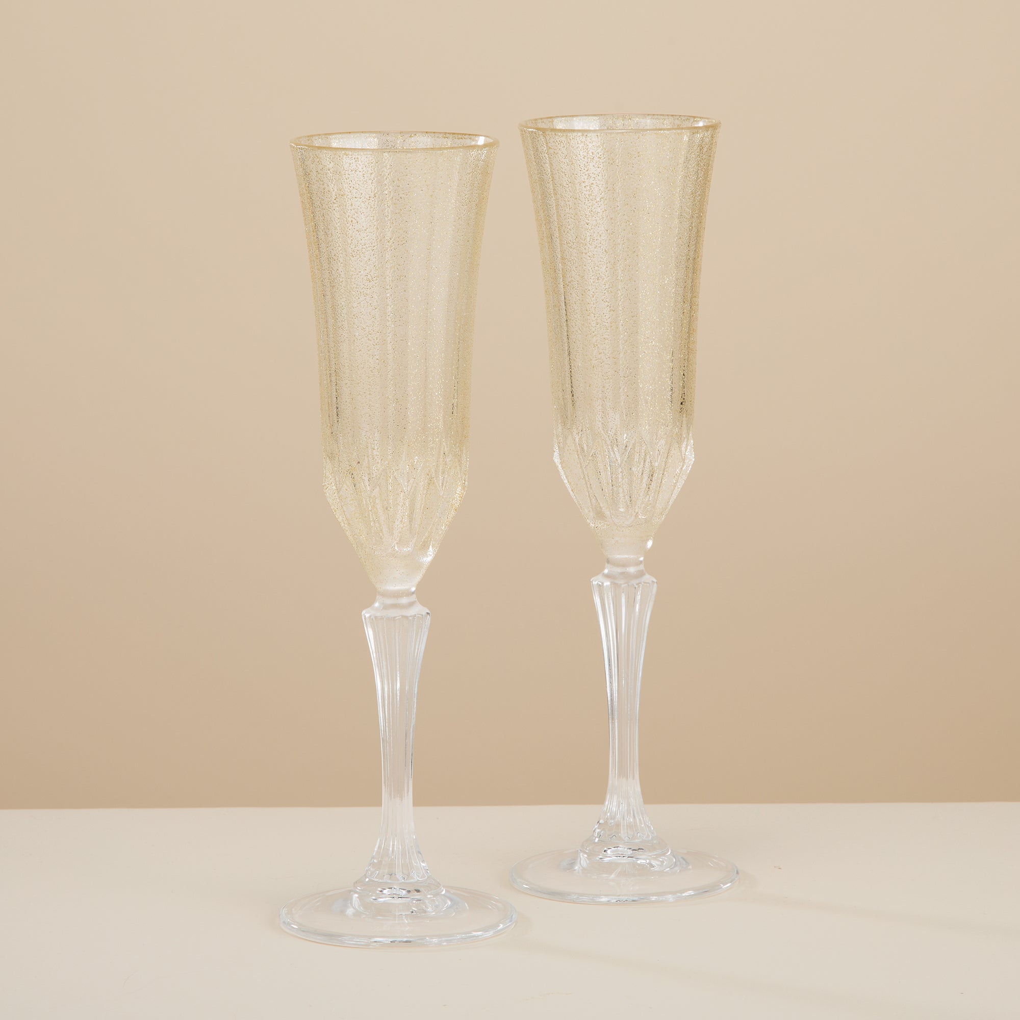 Ice Gold Champagne Flutes Set of 2