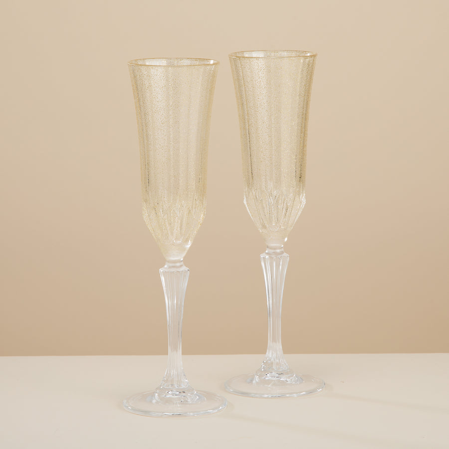 Ice Gold Champagne Flutes Set of 2