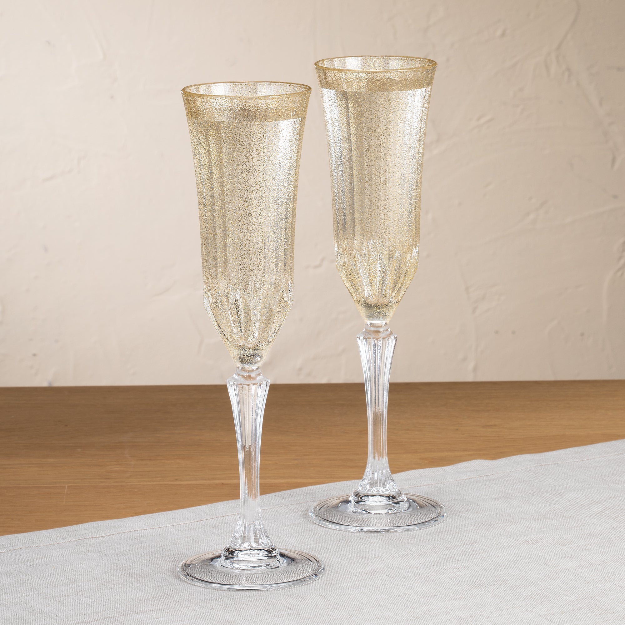 Ice Gold Champagne Flutes Set of 2