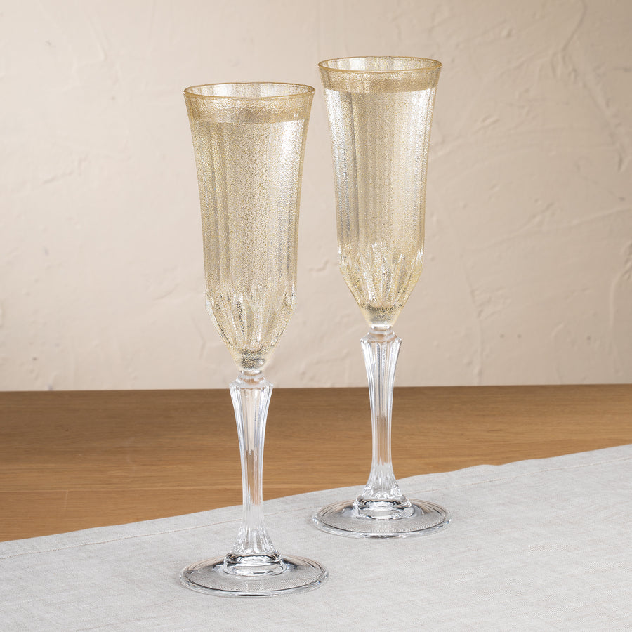 Ice Gold Champagne Flutes Set of 2