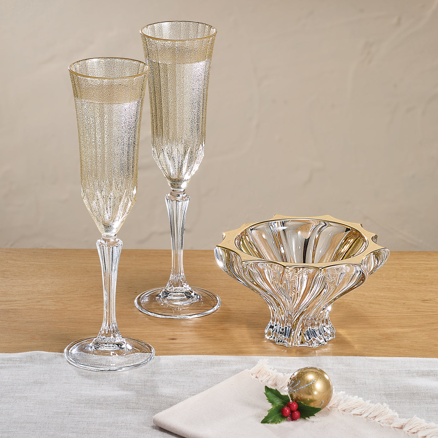 Ice Gold Champagne Flutes Set of 2