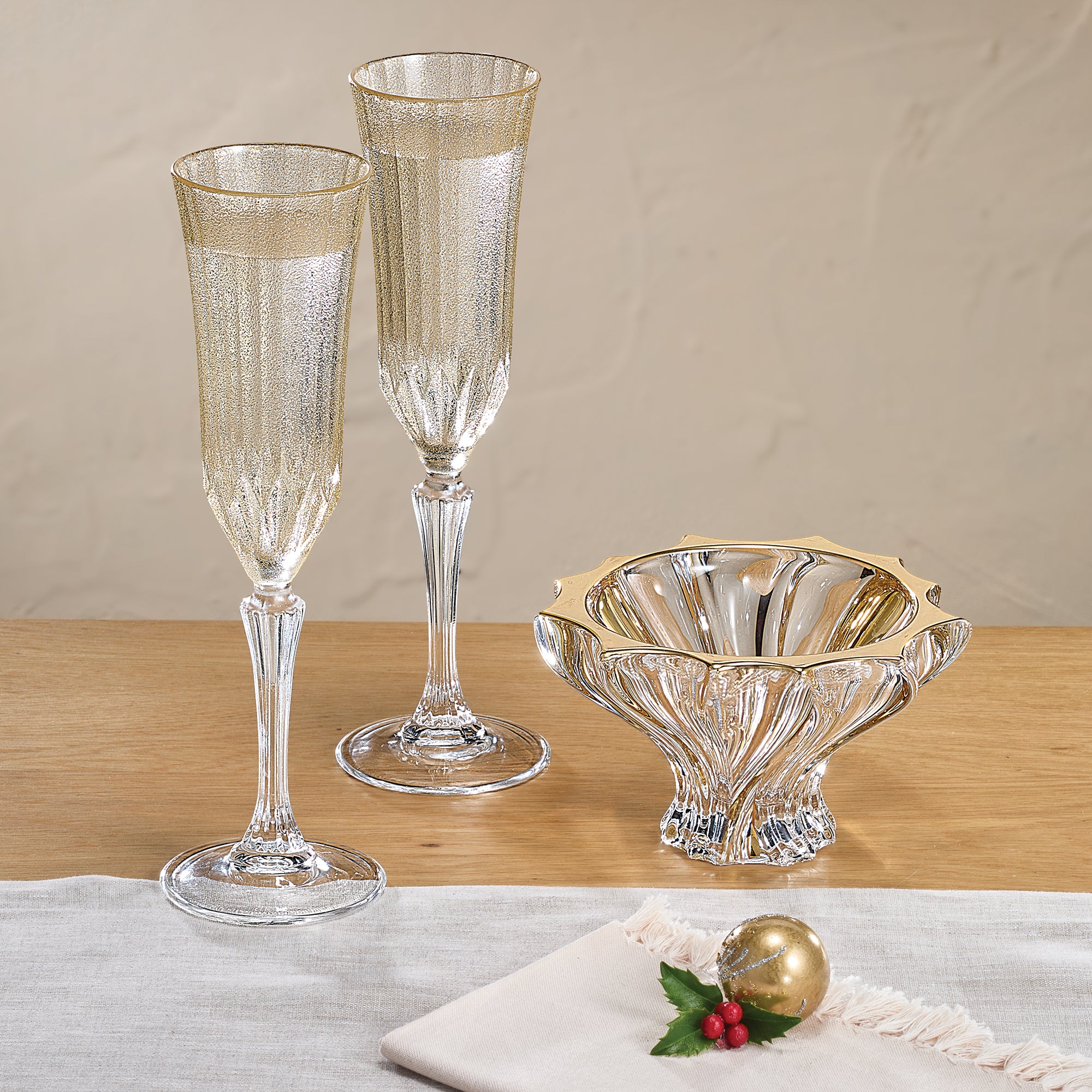Ice Gold Champagne Flutes Set of 2