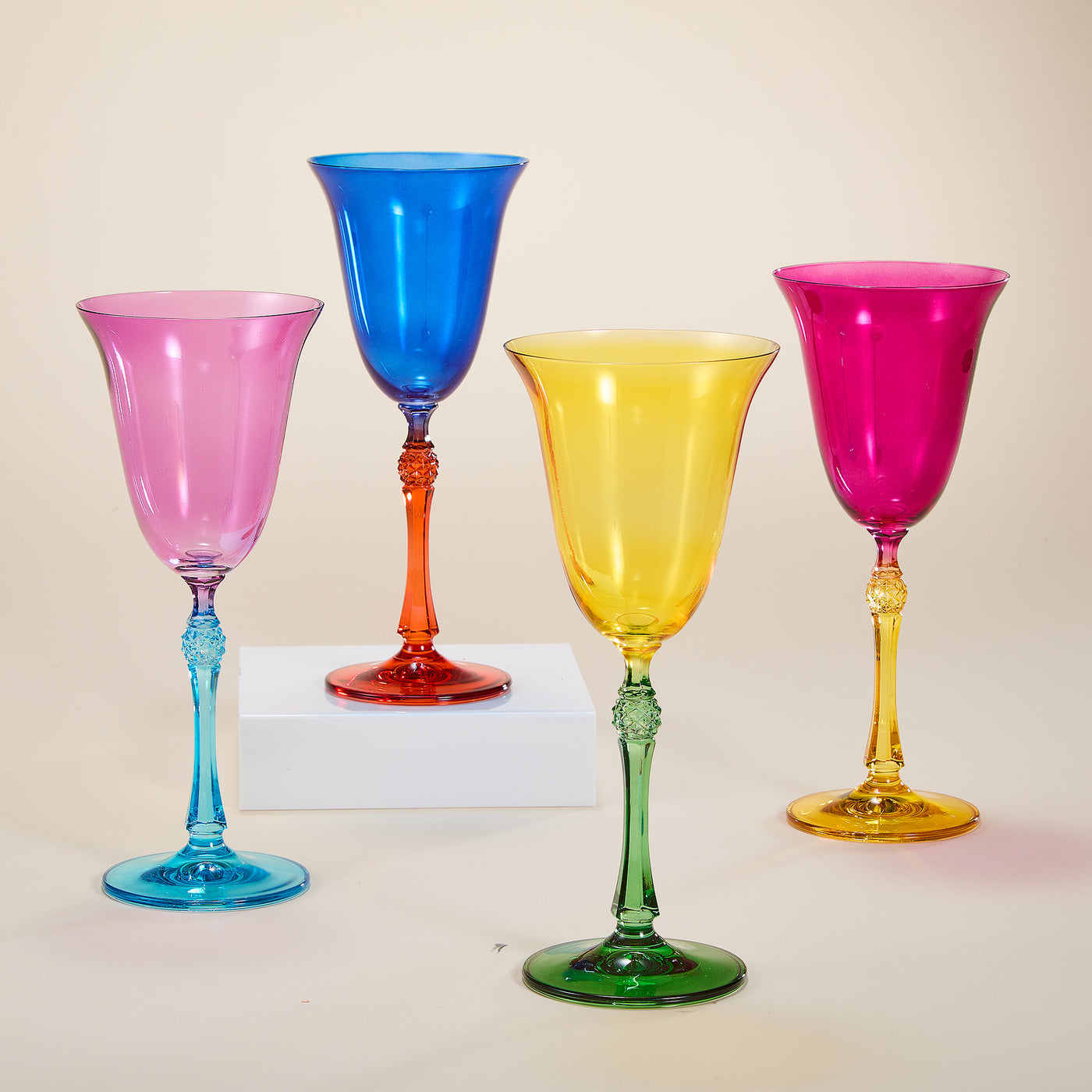 Rainbow Tulip Wine Glasses Set of 4