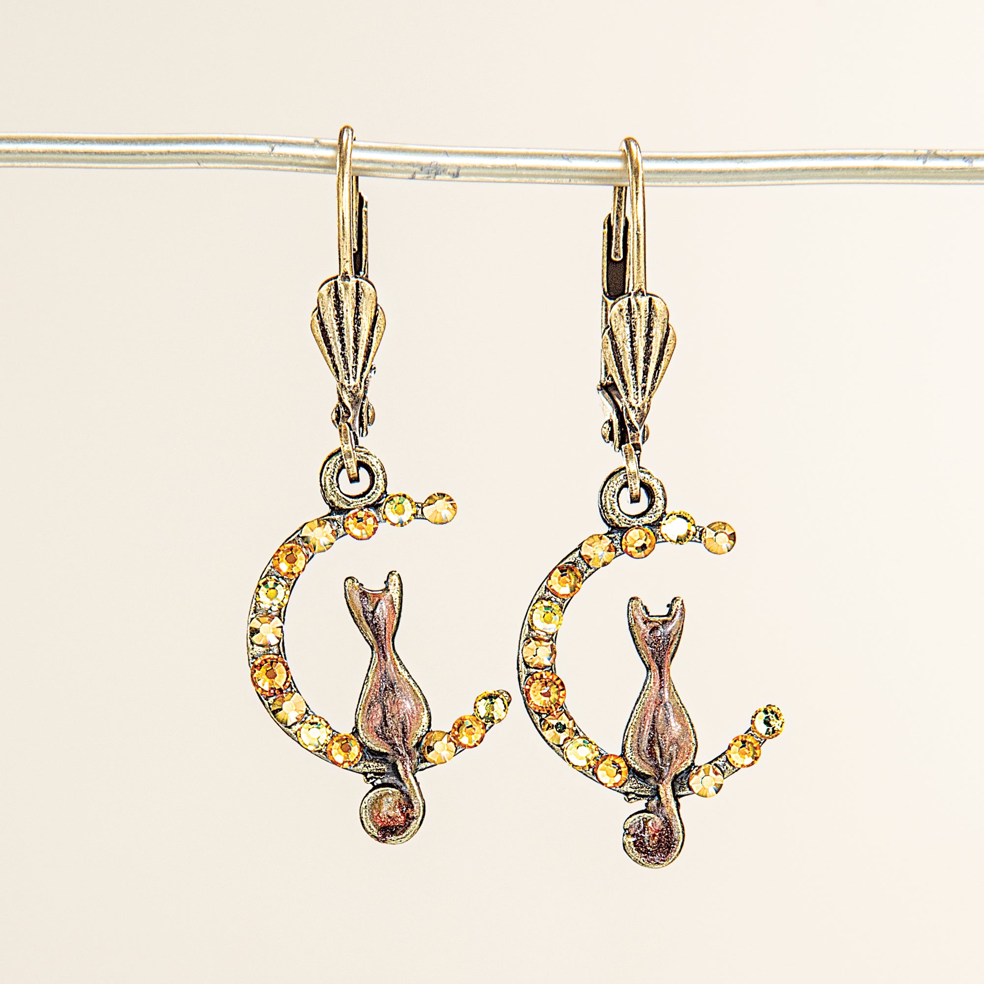 Harvest Moon Cat Silhouette Earrings