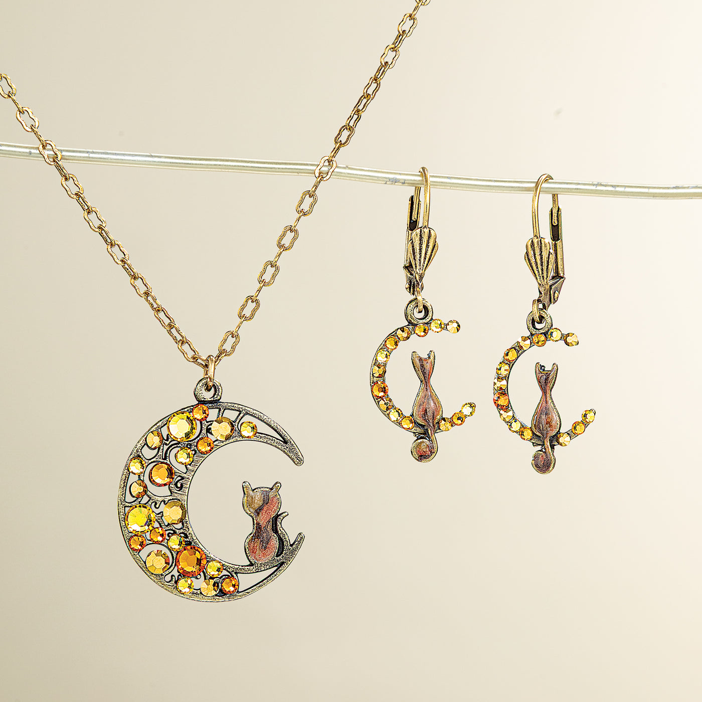 Harvest Moon Cat Silhouette Earrings