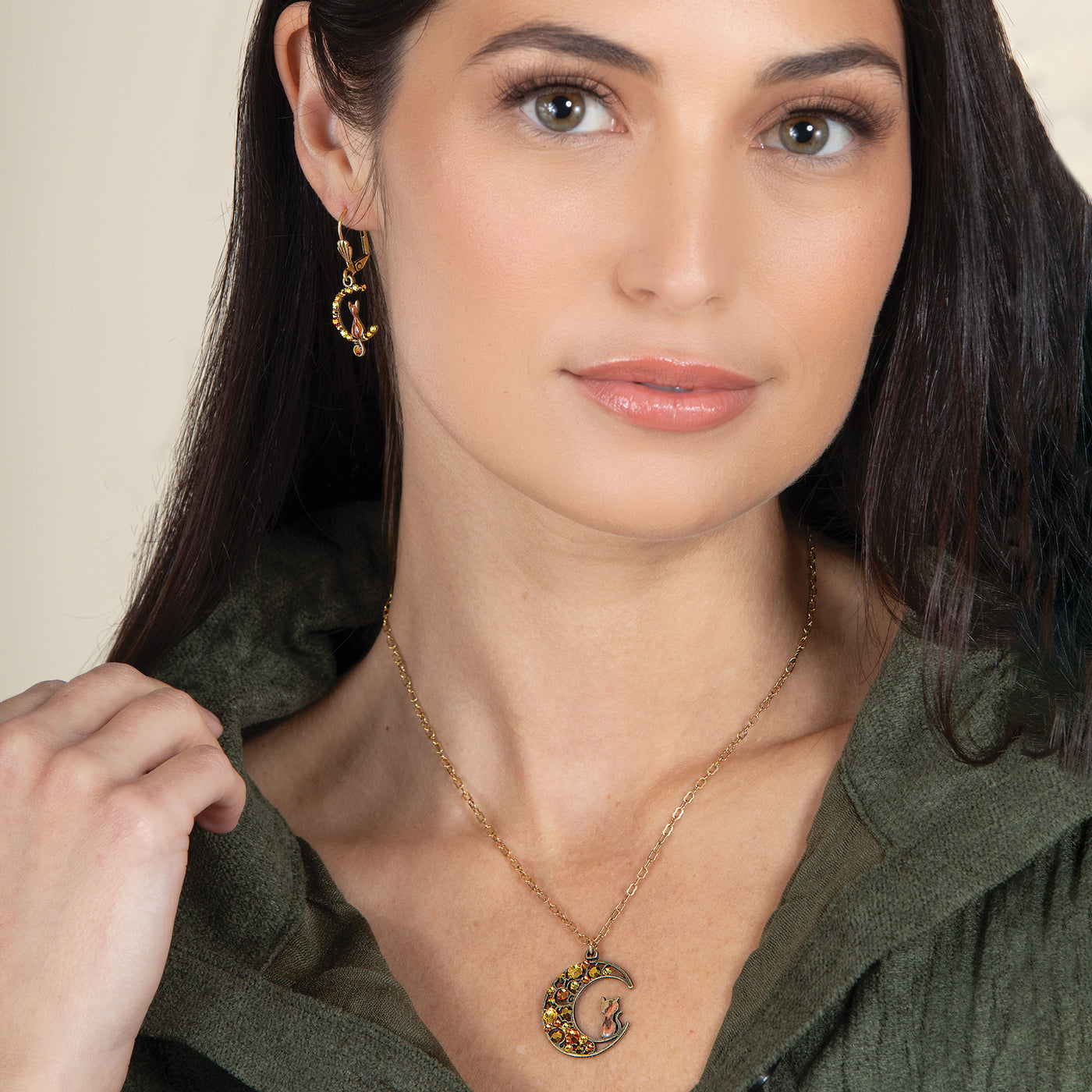 Harvest Moon Cat Silhouette Earrings