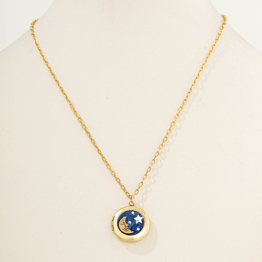 Starry Skies Enamel Locket Necklace (Preorder)