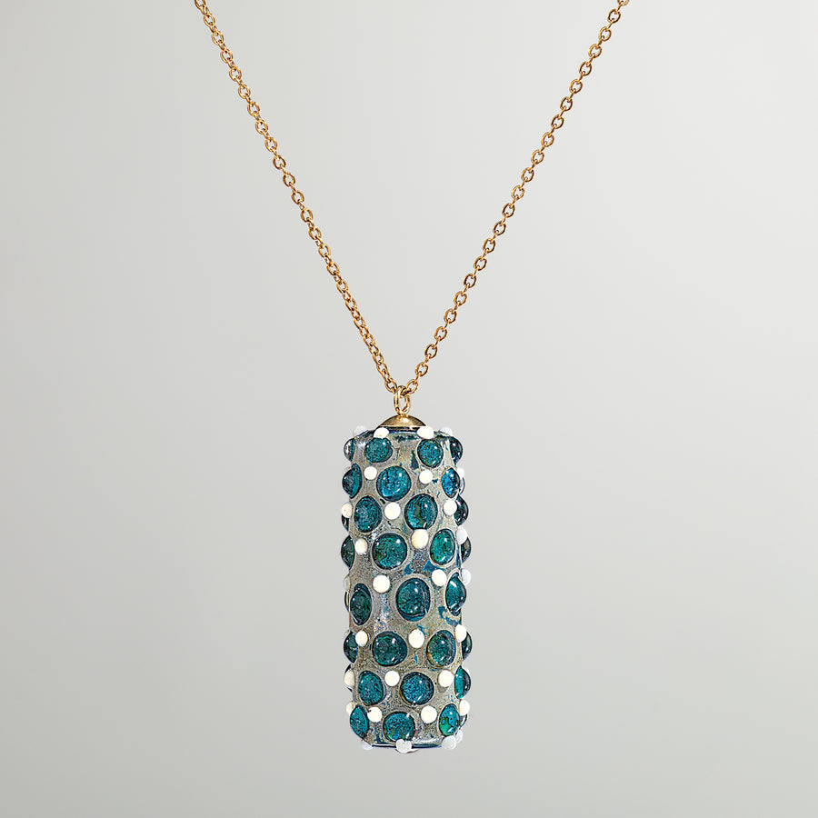 Murano Glass Cabochon Dots Tube Pendant Necklace (Preorder)