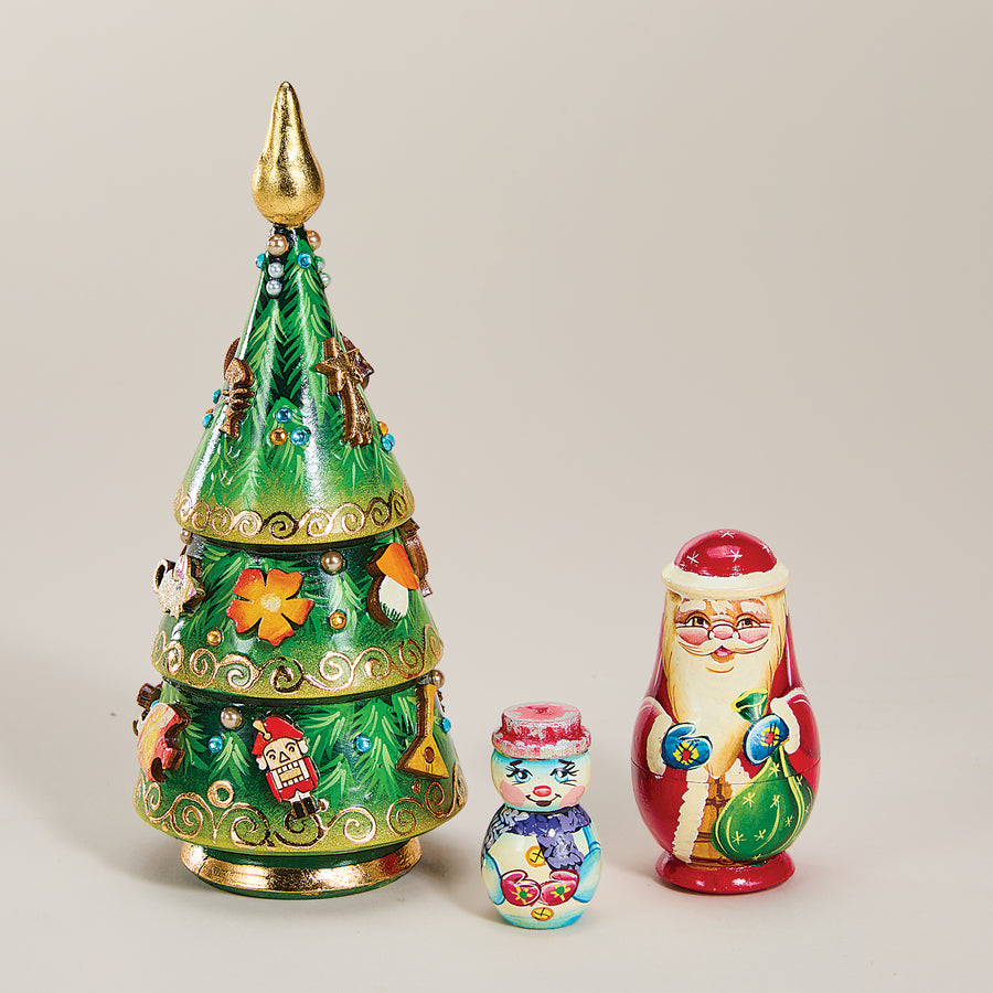 Hand-Carved Christmas Nesting Set (Preorder)