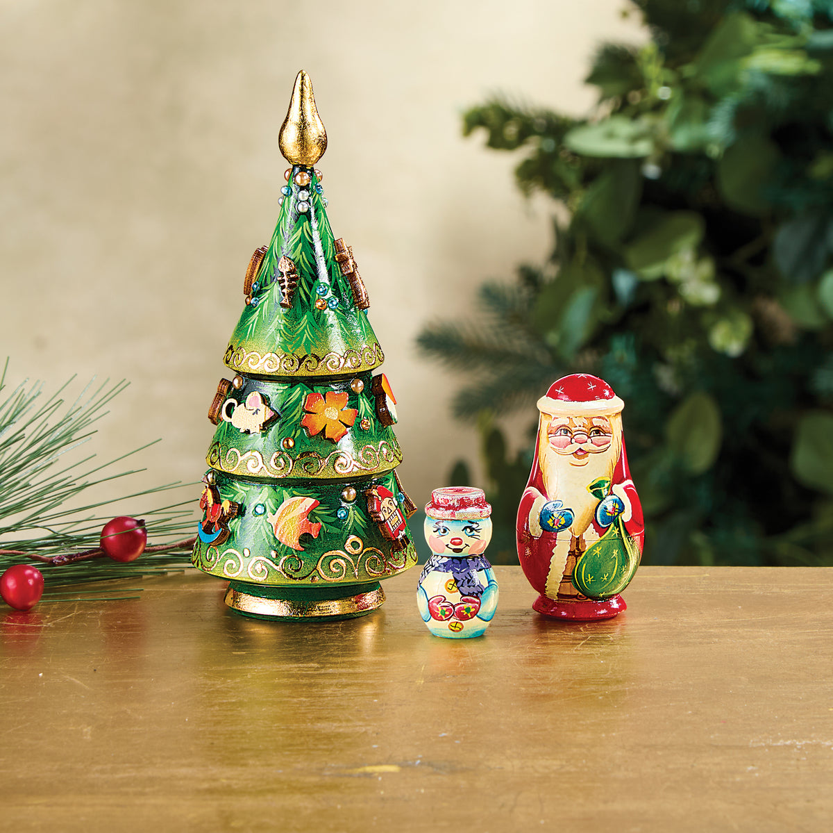Hand-Carved Christmas Nesting Set (Preorder)