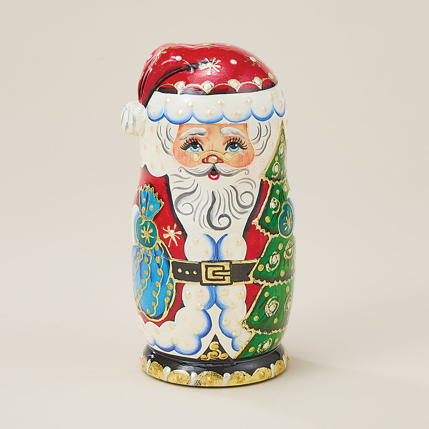 Hand-Carved Wood Santa Nesting Dolls Set of 5