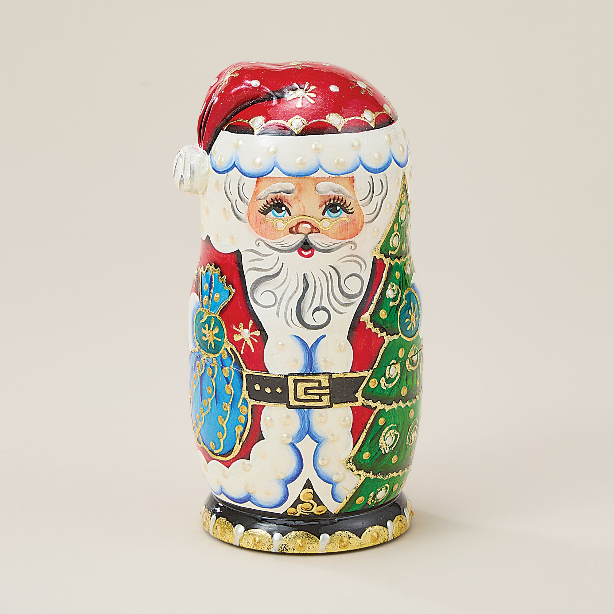 Hand-Carved Wood Santa Nesting Dolls Set of 5