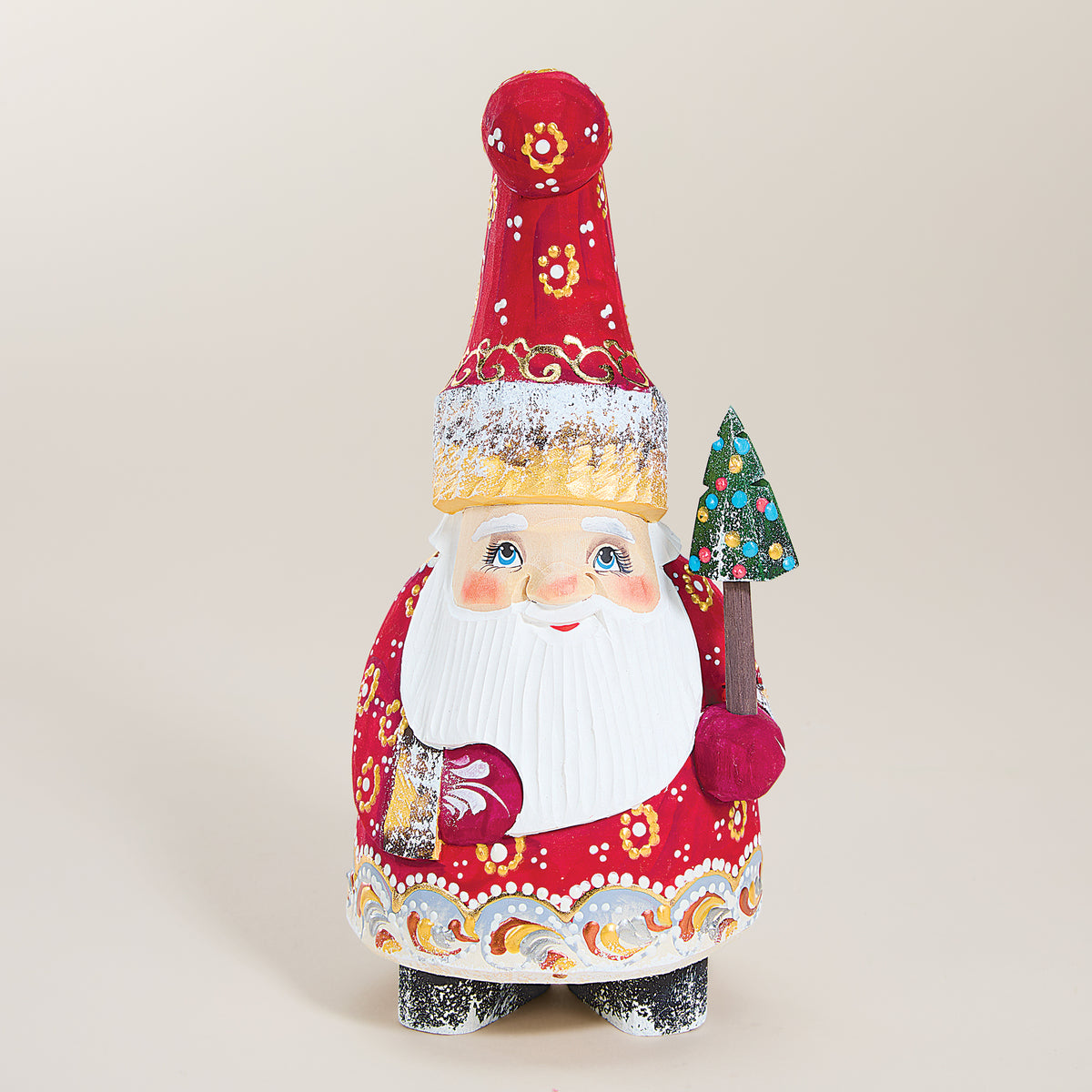 Hand-Carved Short Santa Figurine (Preorder)