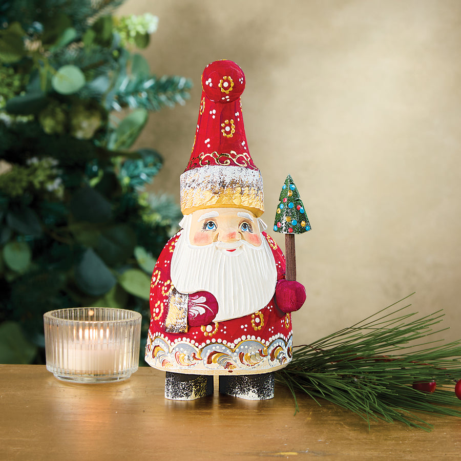 Hand-Carved Short Santa Figurine (Preorder)