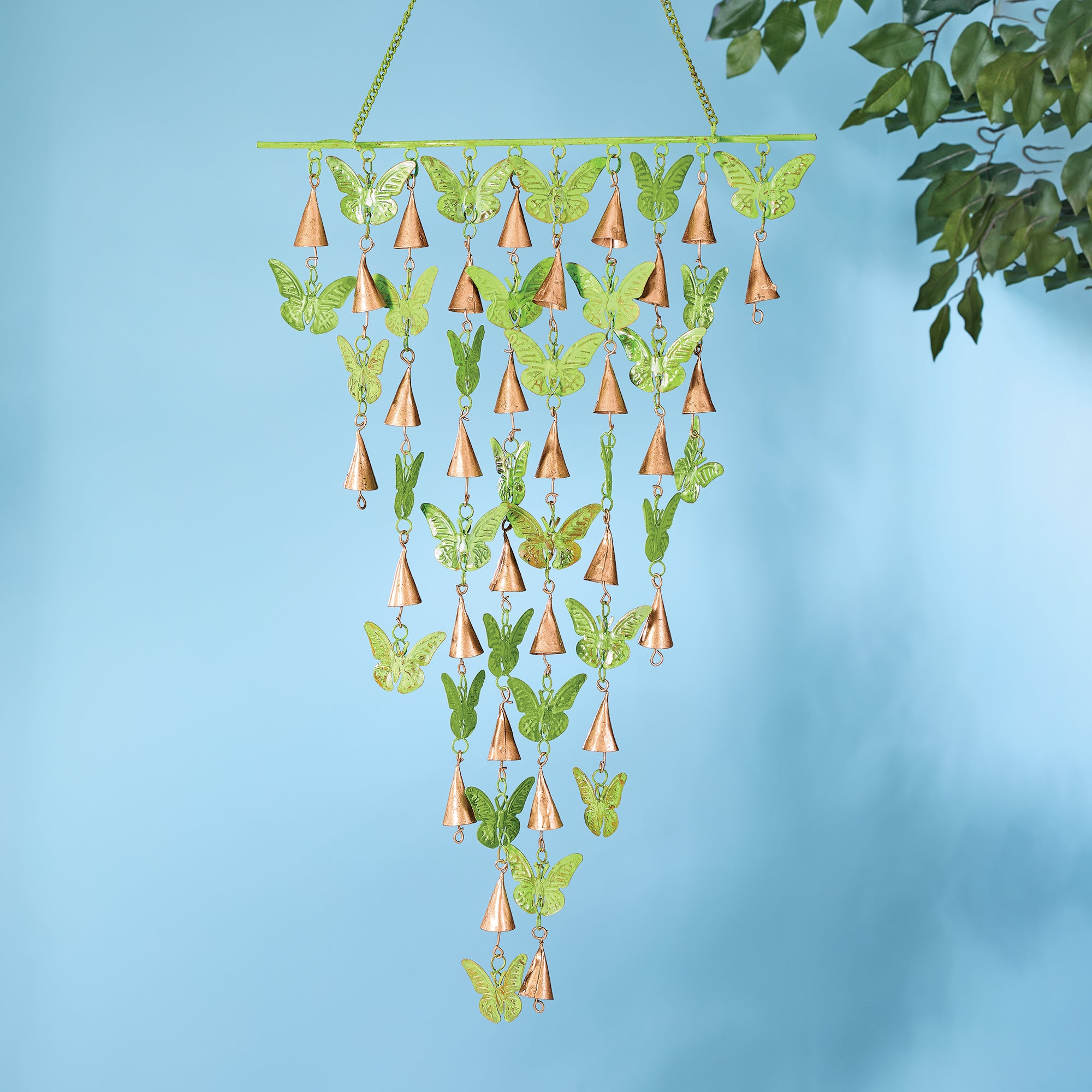 Tiered Copper Butterflies & Bells Chime