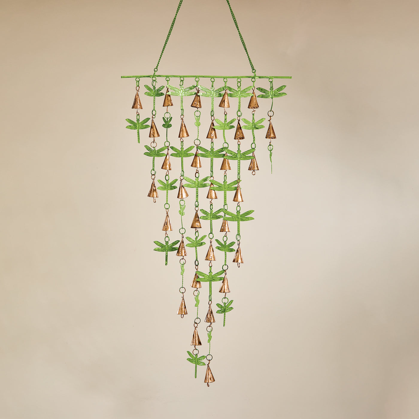 Tiered Copper Dragonflies & Bells Chime