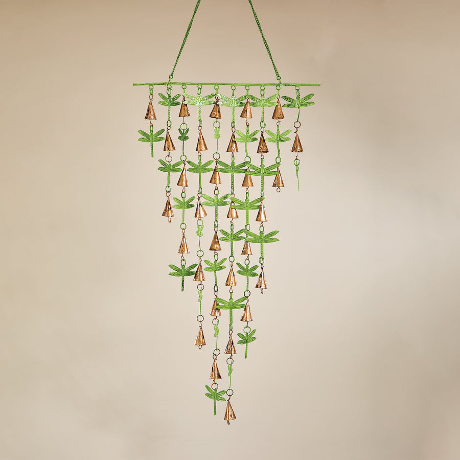 Tiered Copper Dragonflies & Bells Chime