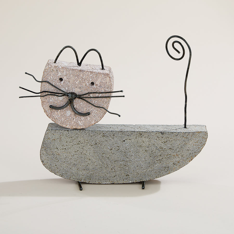 Smiling Cat Stone Sculpture (Preorder)