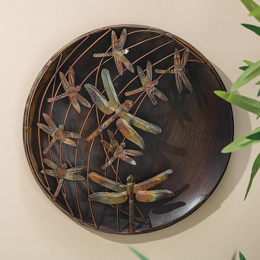 Dragonfly Metal Disc Wall Art