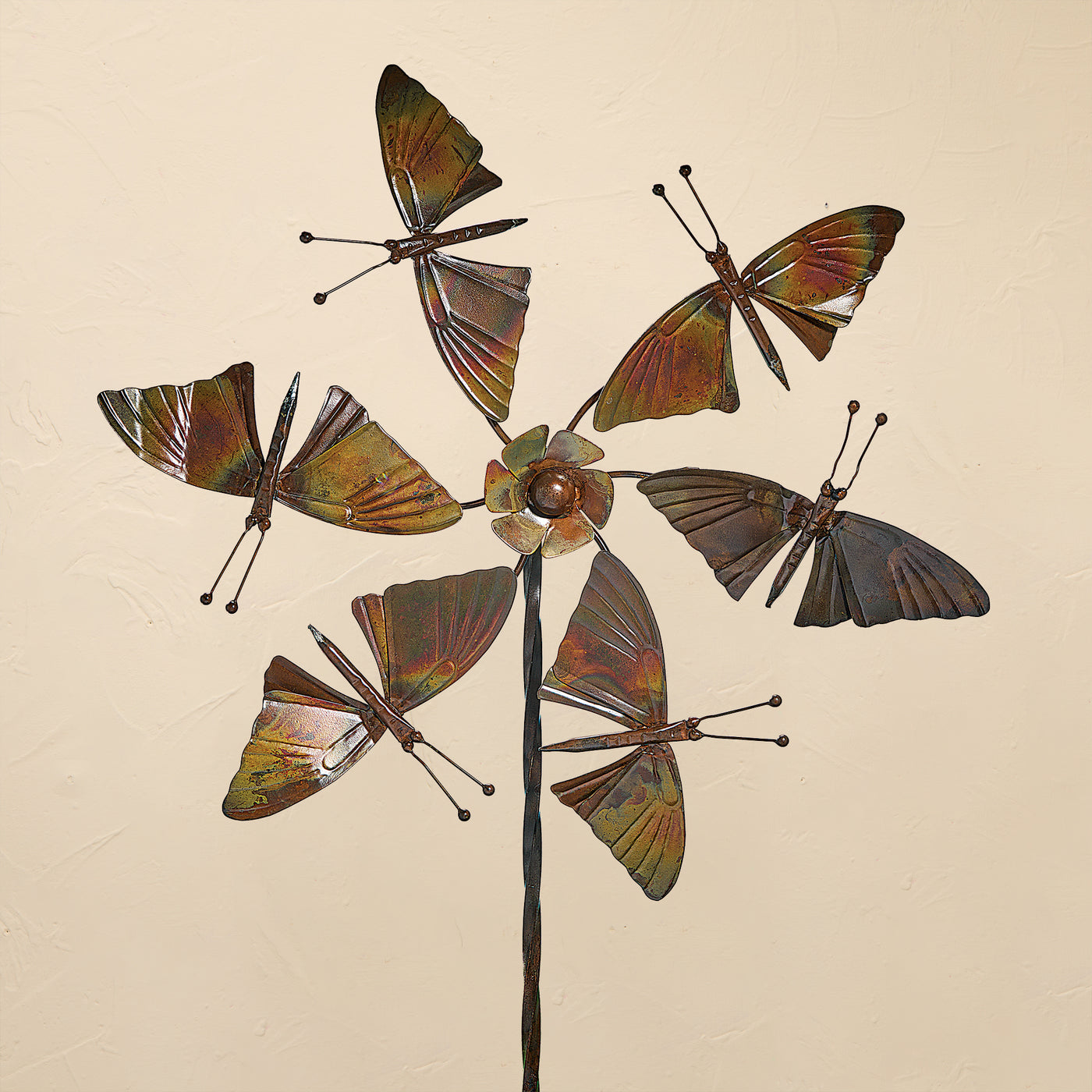 Flamed Copper Butterfly Wind Spinner