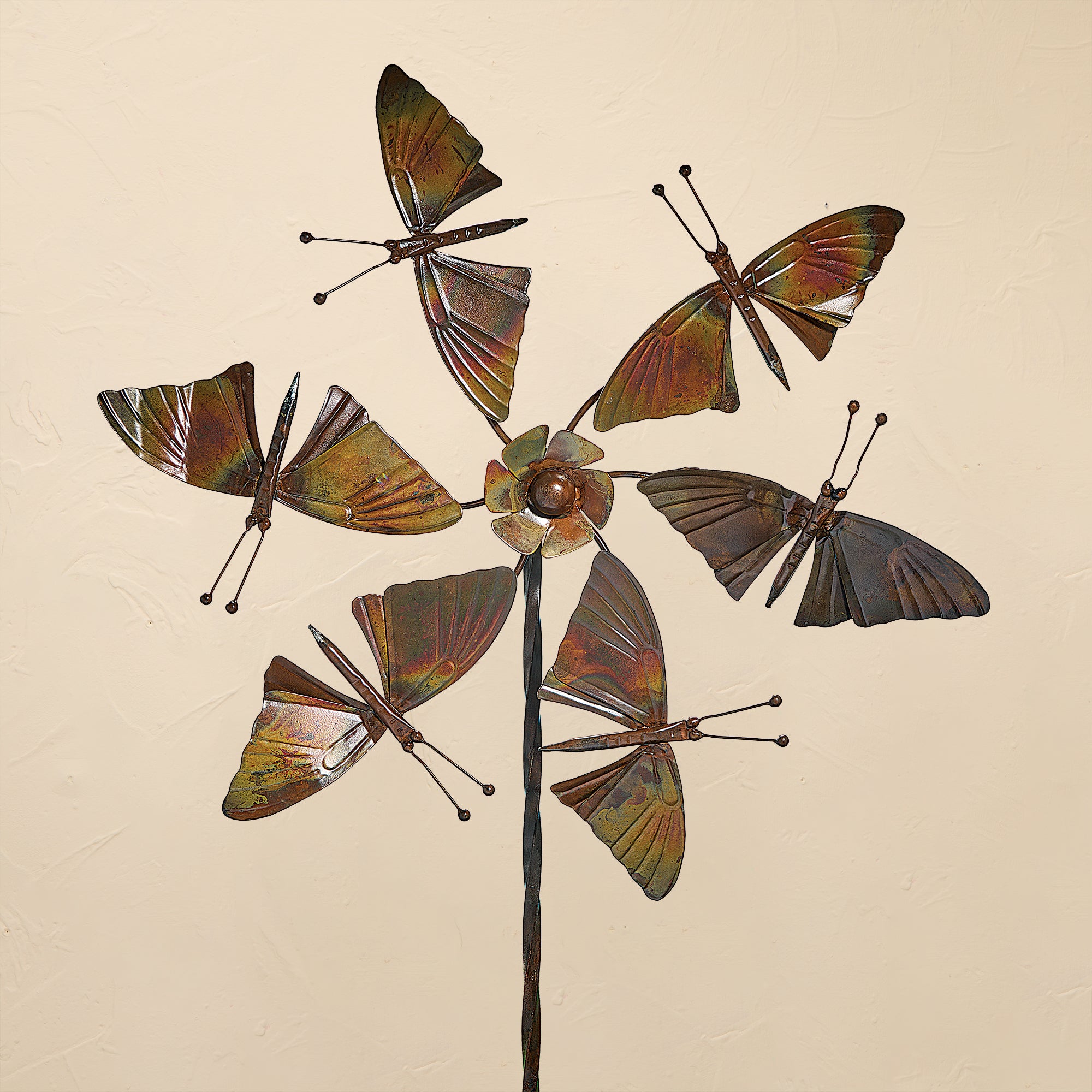 Flamed Copper Butterfly Wind Spinner