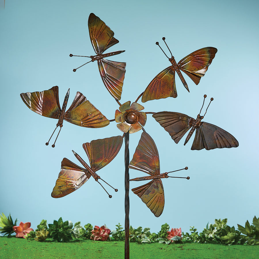 Flamed Copper Butterfly Wind Spinner