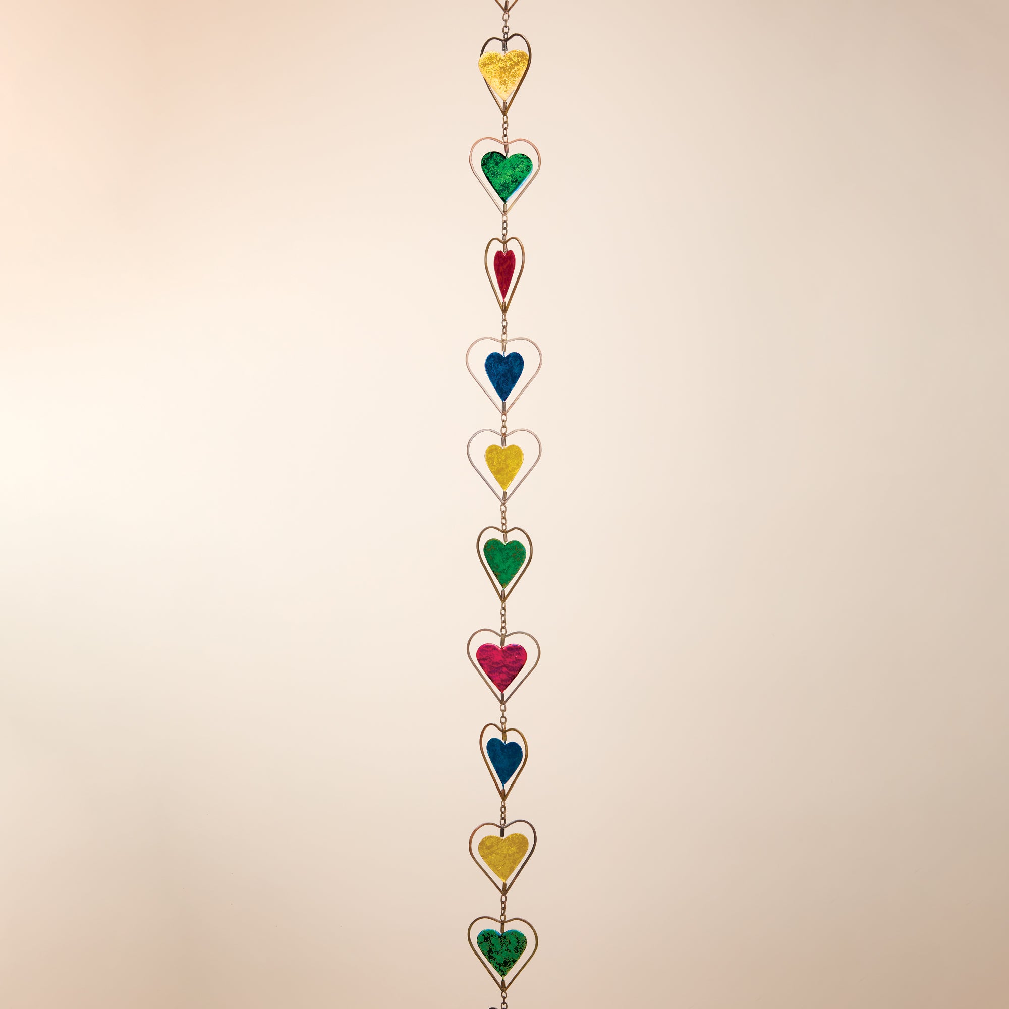 Spinning Hearts Metal Rain Chain