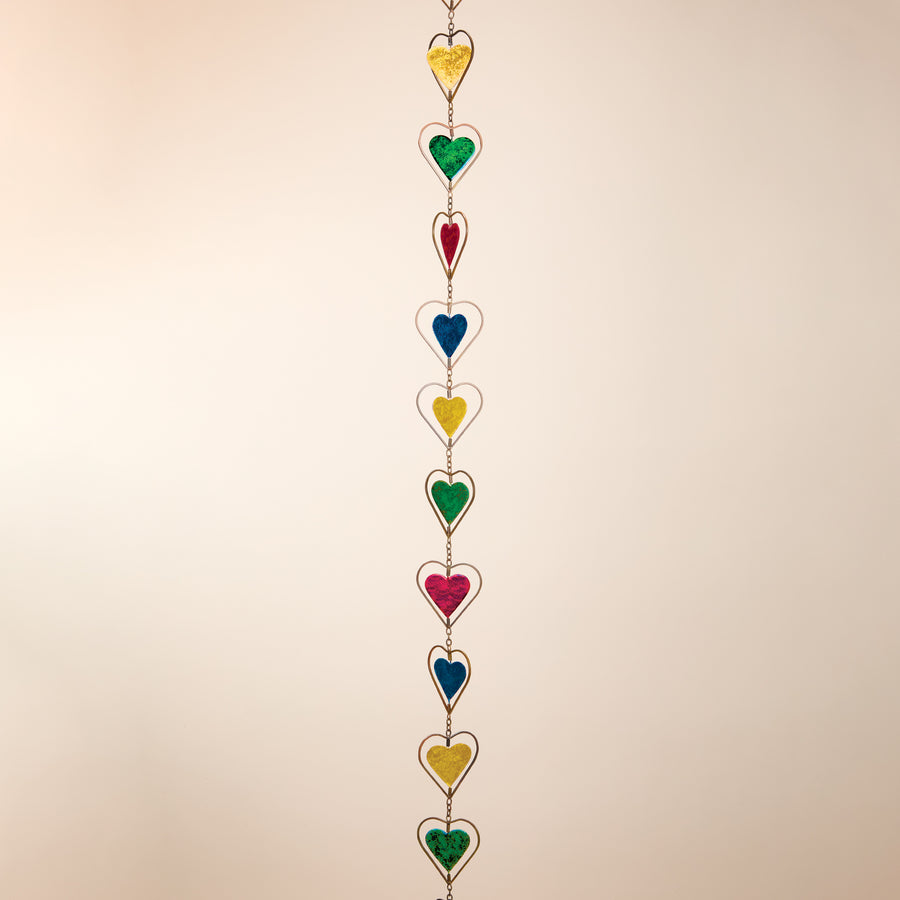 Spinning Hearts Metal Rain Chain