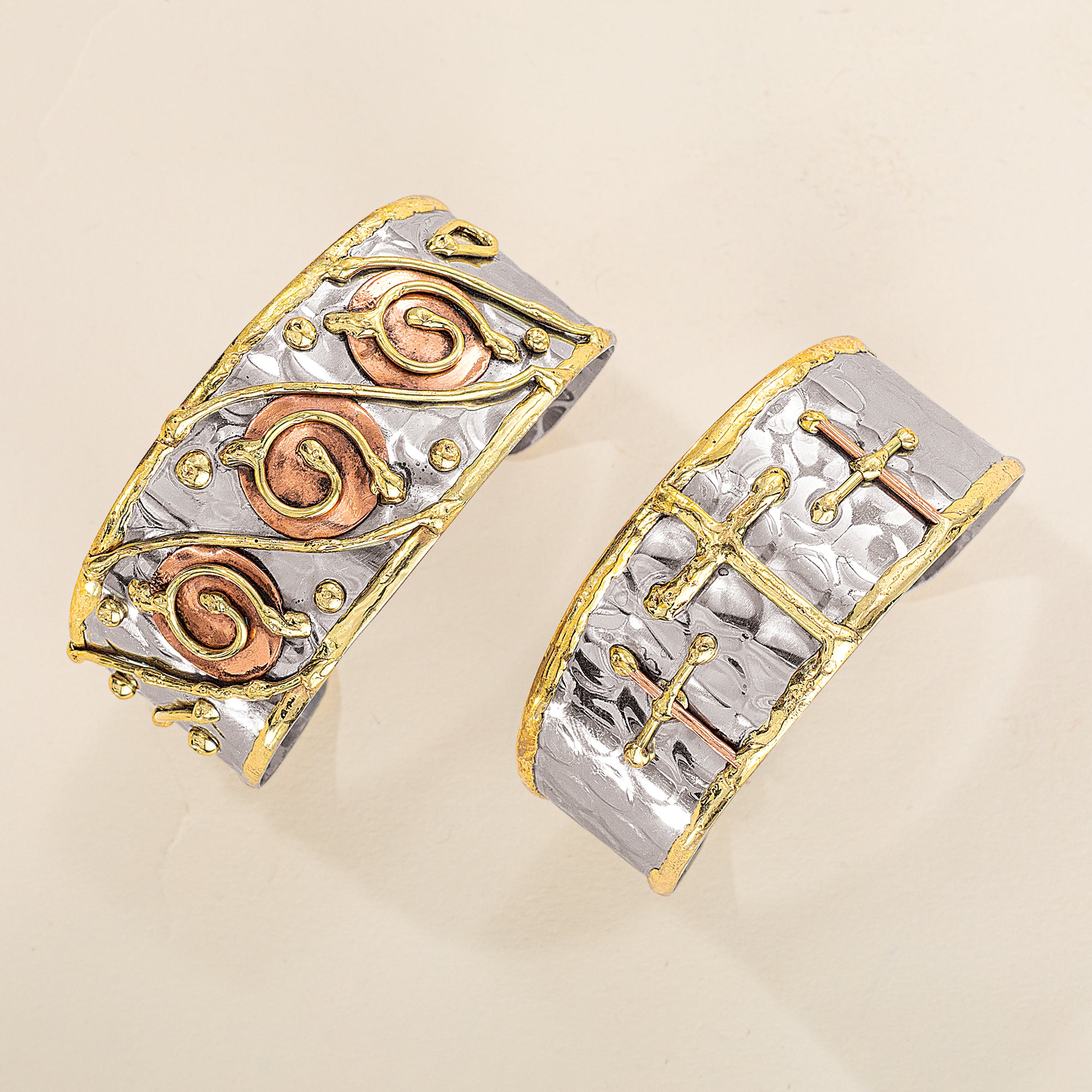 Mixed Metal Cross Trio Cuff