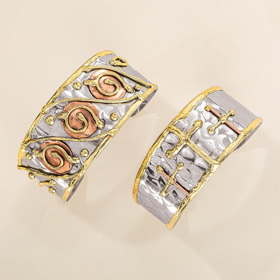 Mixed Metal Circles & Swirls Cuff (Preorder)