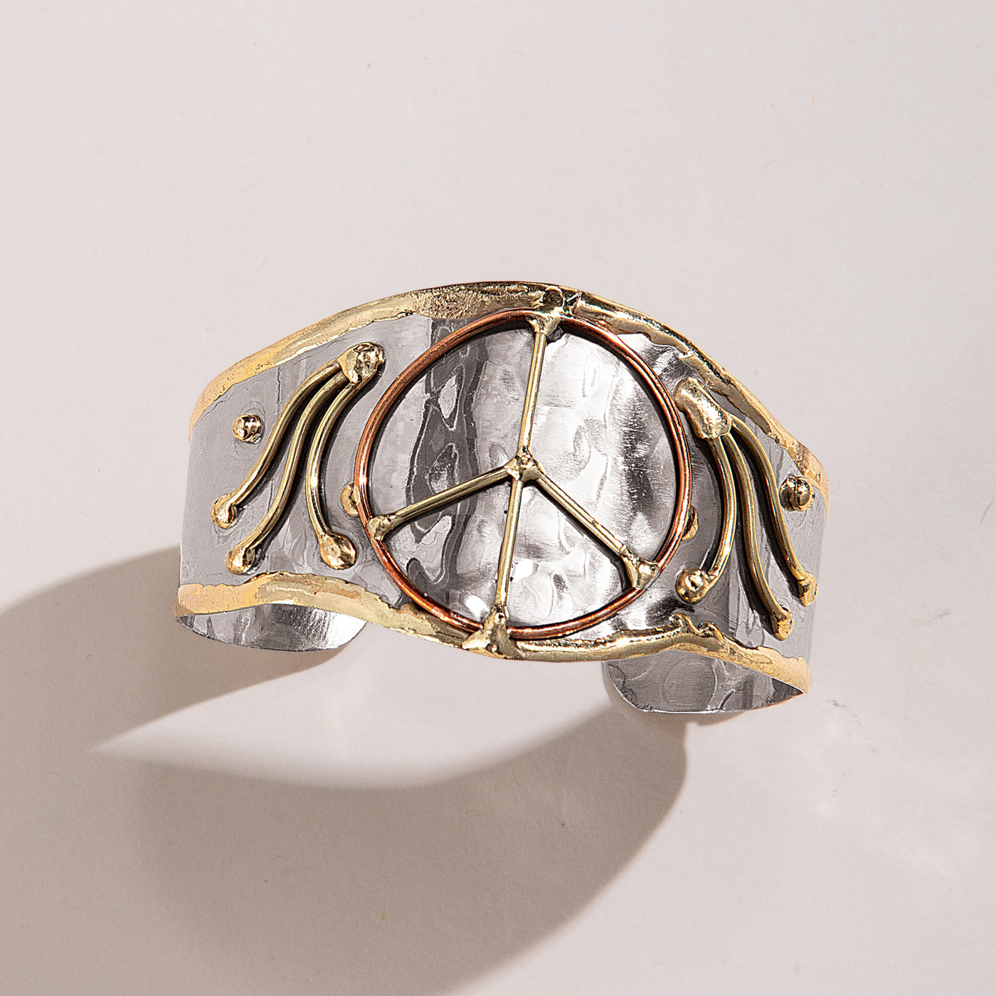 Mixed Metal Peace Sign Cuff