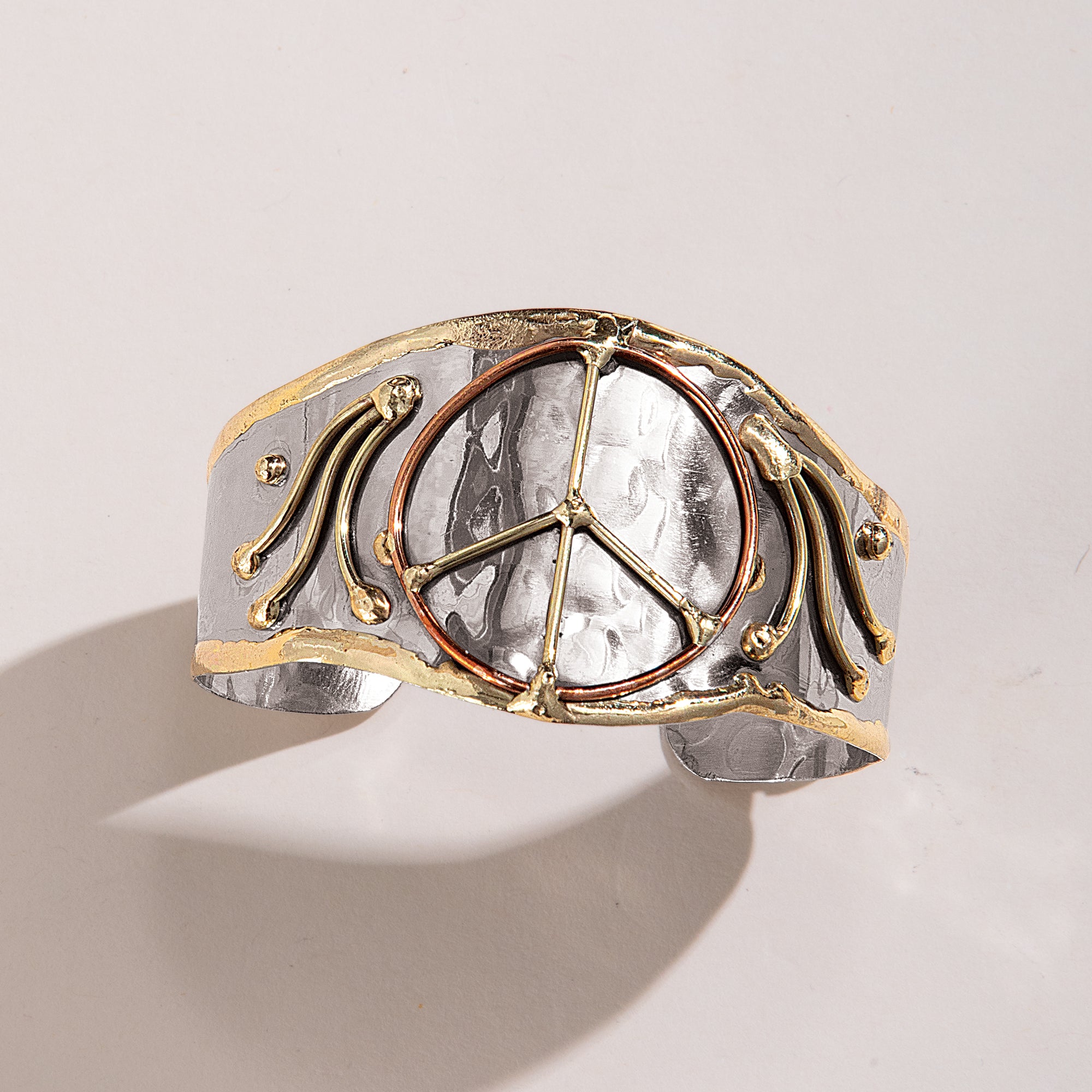 Mixed Metal Peace Sign Cuff