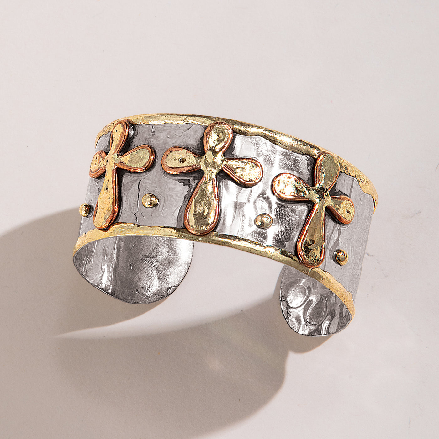 Mixed Metal Triple Cross Cuff