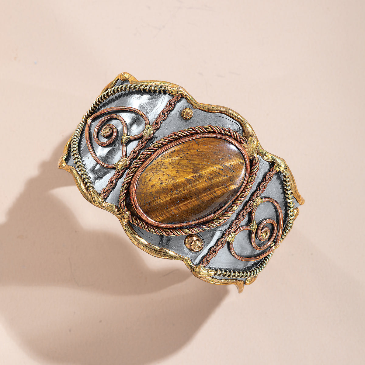 Mixed Metals Tiger's Eye Cuff