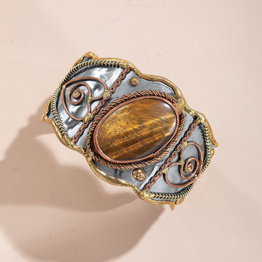 Mixed Metals Tiger's Eye Cuff