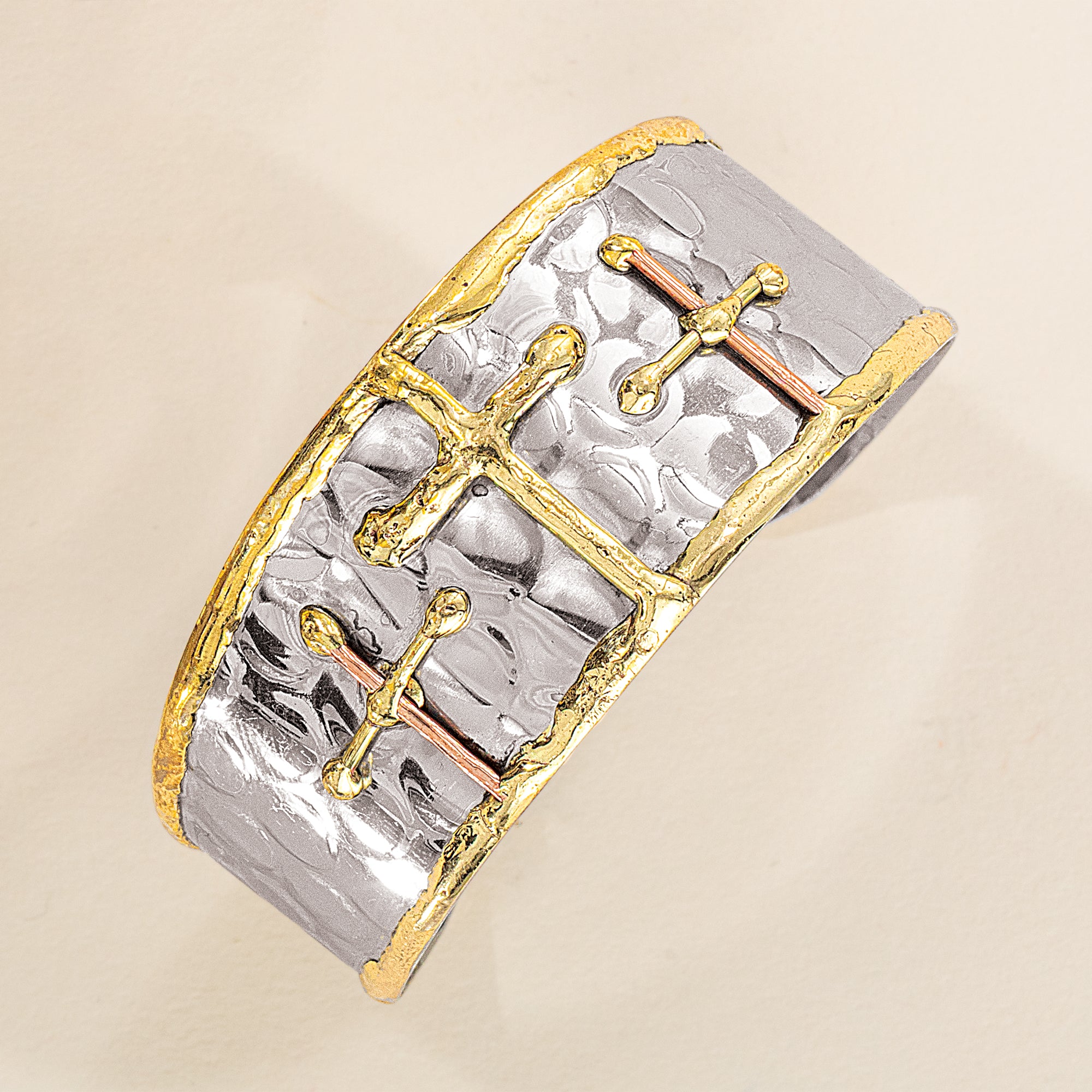 Mixed Metal Cross Trio Cuff