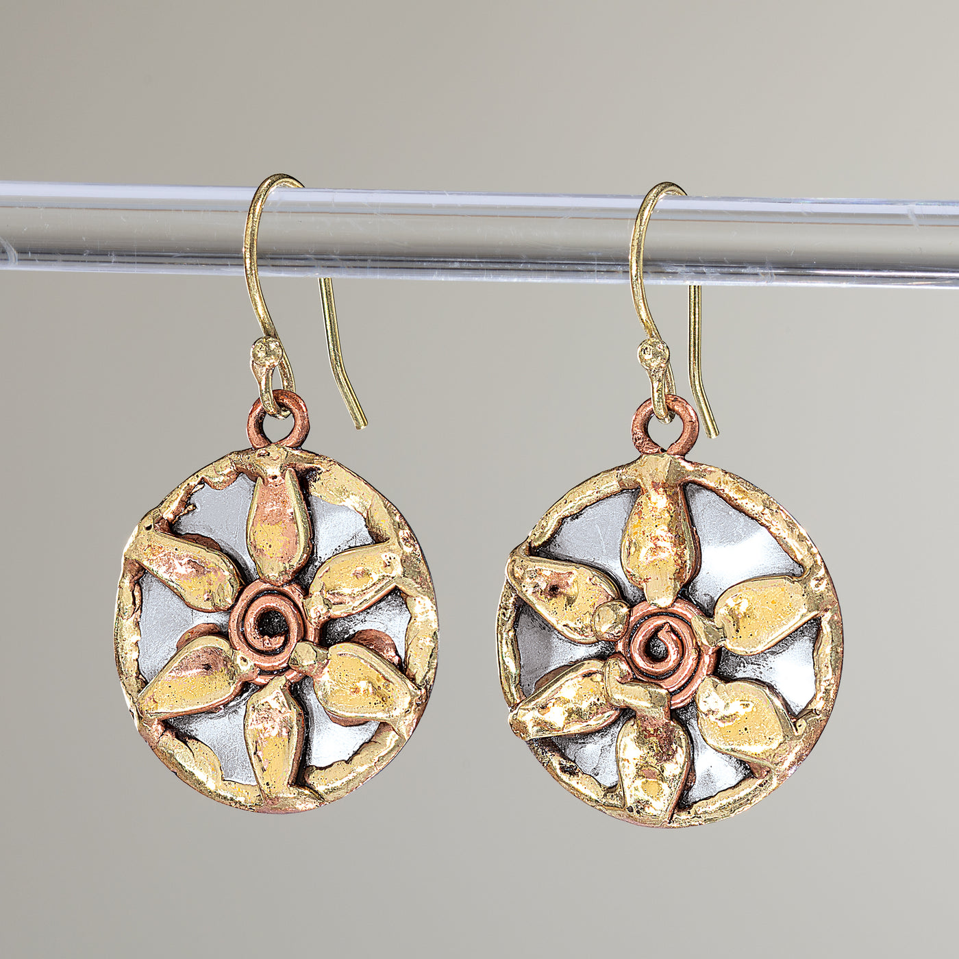 Mixed Metal Petal Earrings