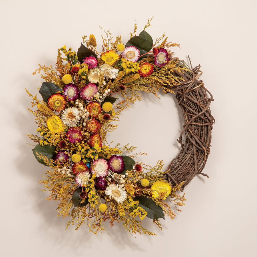 Strawflower Side Style Wreath