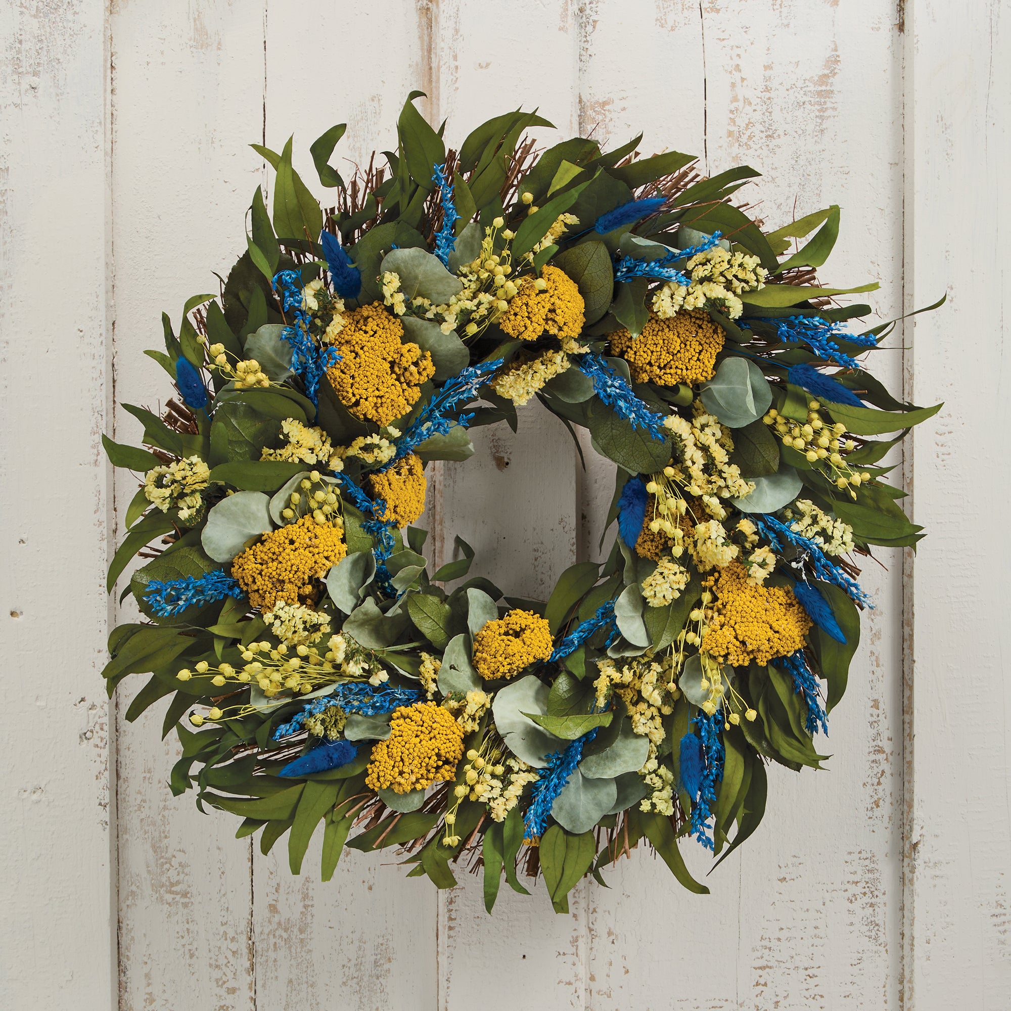 Brilliant in Blues & Yellows Wreath