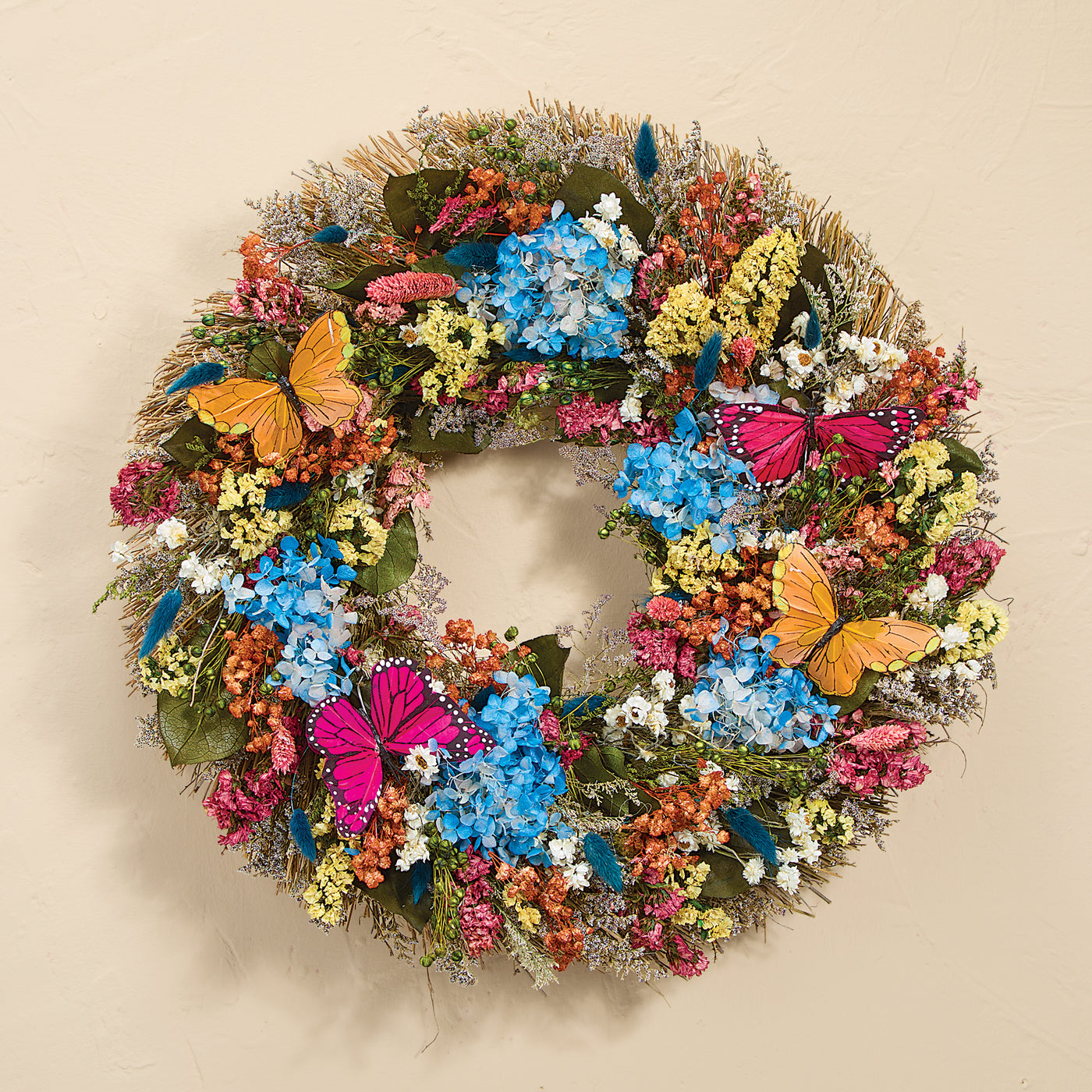 Hand-Assembled Social Butterflies Wreath
