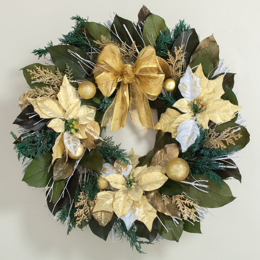 Silk Poinsettias Wreath