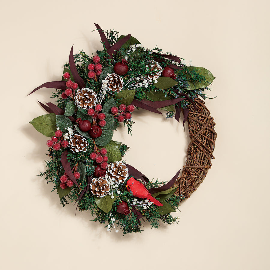 Winter Visitor Cardinal Wreath