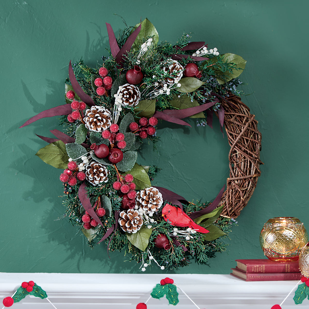 Winter Visitor Cardinal Wreath