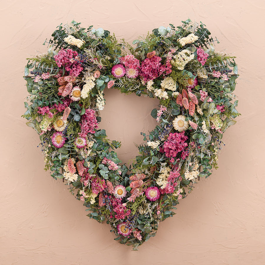Thinking In Pink Floral Heart Wreath