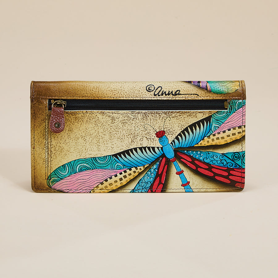 Hand-Painted Rainbow Dragonfly Wallet